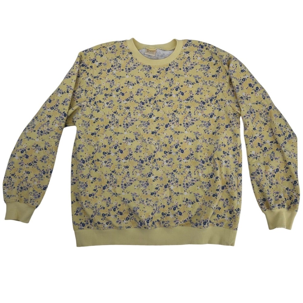 Blair Women's L Y2K Yellow Floral Cottage Crewneck Sweatshirt Ditsy Flower boho